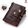 Genuine Leathe Men Wallet RFID Luxury Desig Bifold Short Wallets Male Hasp Vintage Purse Coin Pouch Multi-functional Card Pocket