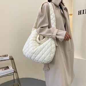 Women Winter Handbag Purses Space Pad Cotton Crossbody Bag Female Pure Color Cotton Padded Quilted Large Ladies Crossbody Bags